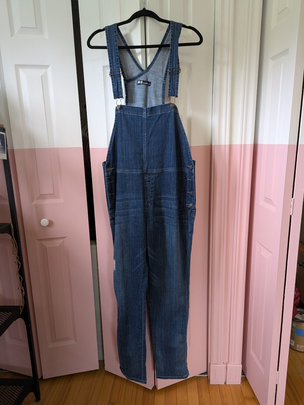 SOLD Design Lab Light and Dark Blue Denim Overalls
